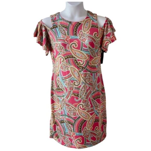 Ronni Nicole Dresses & Skirts - Ronni Nicole Pink Paisley Cold Shoulder Dress – Petite 10